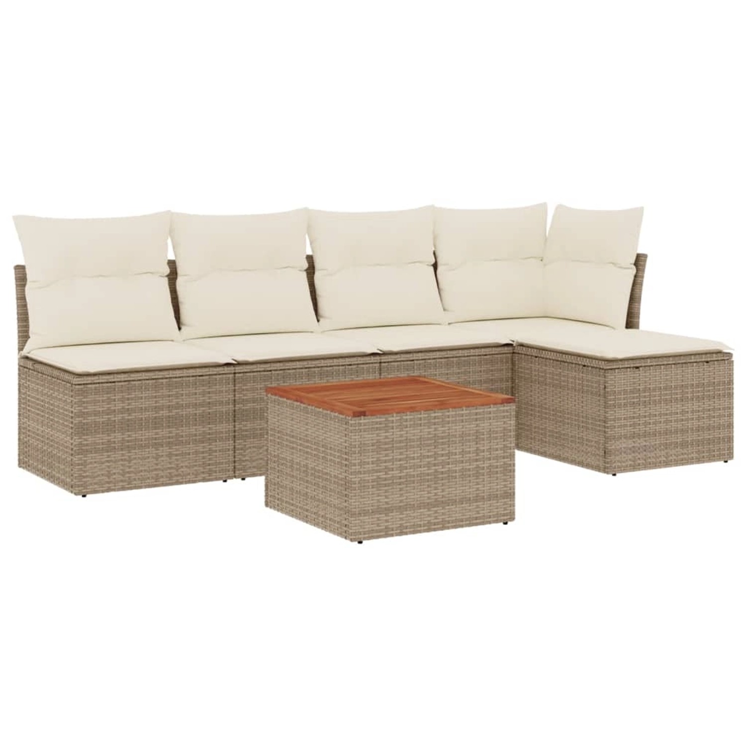 vidaXL 6-Tlg Garten-Sofagarnitur mit Kissen Beige Poly Rattan 3223601 günstig online kaufen