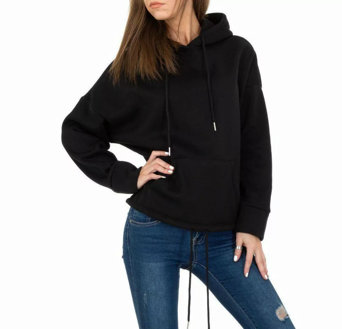 Ital-Design Sweatshirt Damen Freizeit Kapuze Stretch Sweatshirt in Schwarz günstig online kaufen