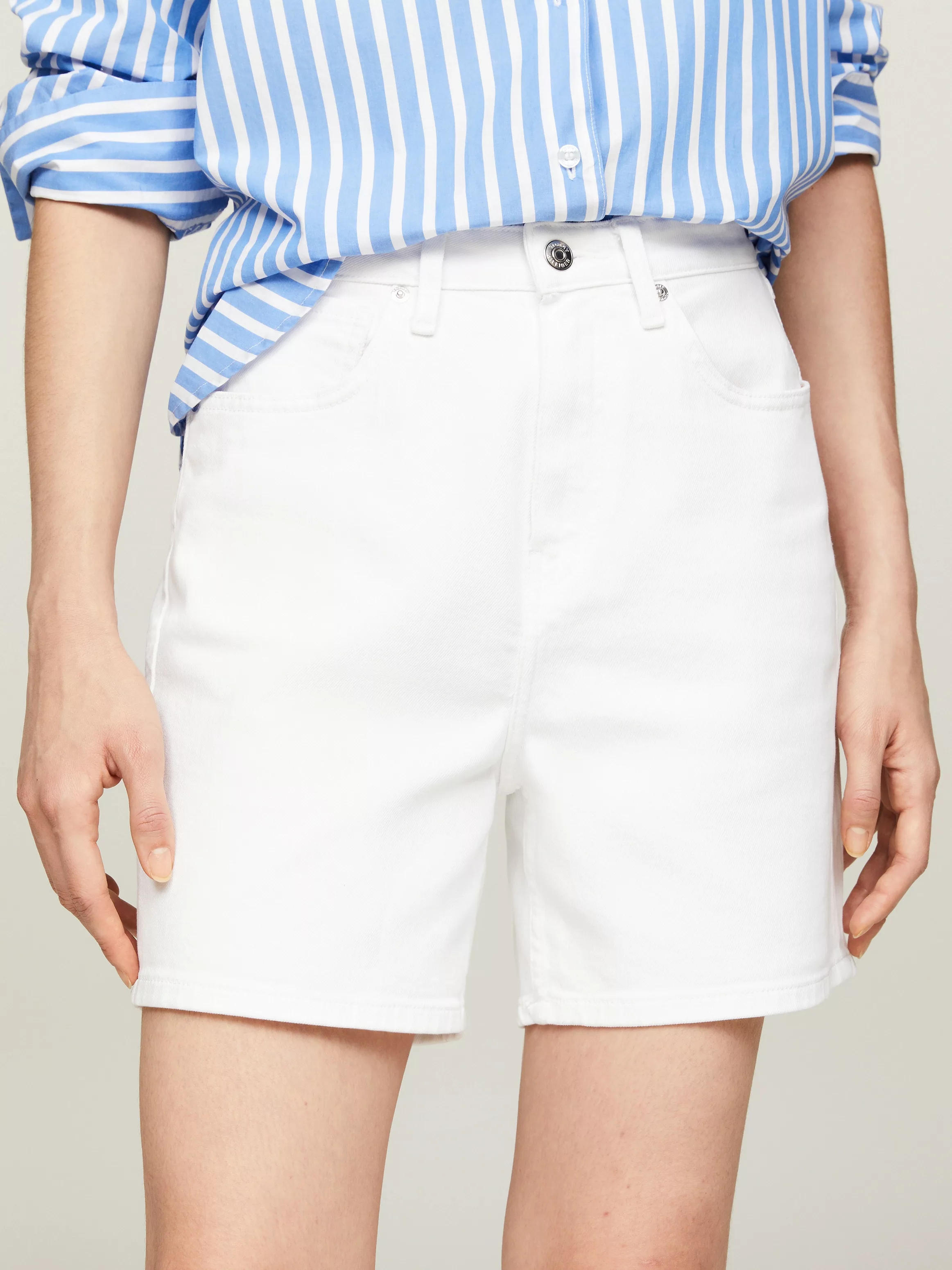 Tommy Hilfiger Shorts DNM STRAIGHT SHORT HW WHITE in Unifarbe günstig online kaufen