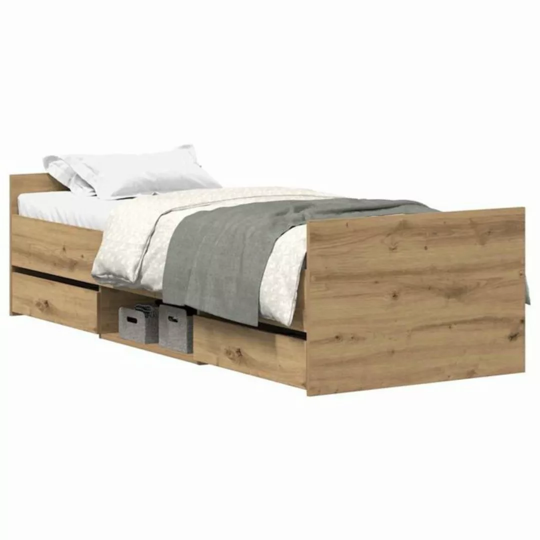 vidaXL Bett Bettgestell ohne Matratze Artisan-Eiche 90x190cm Holzwerkstoff günstig online kaufen