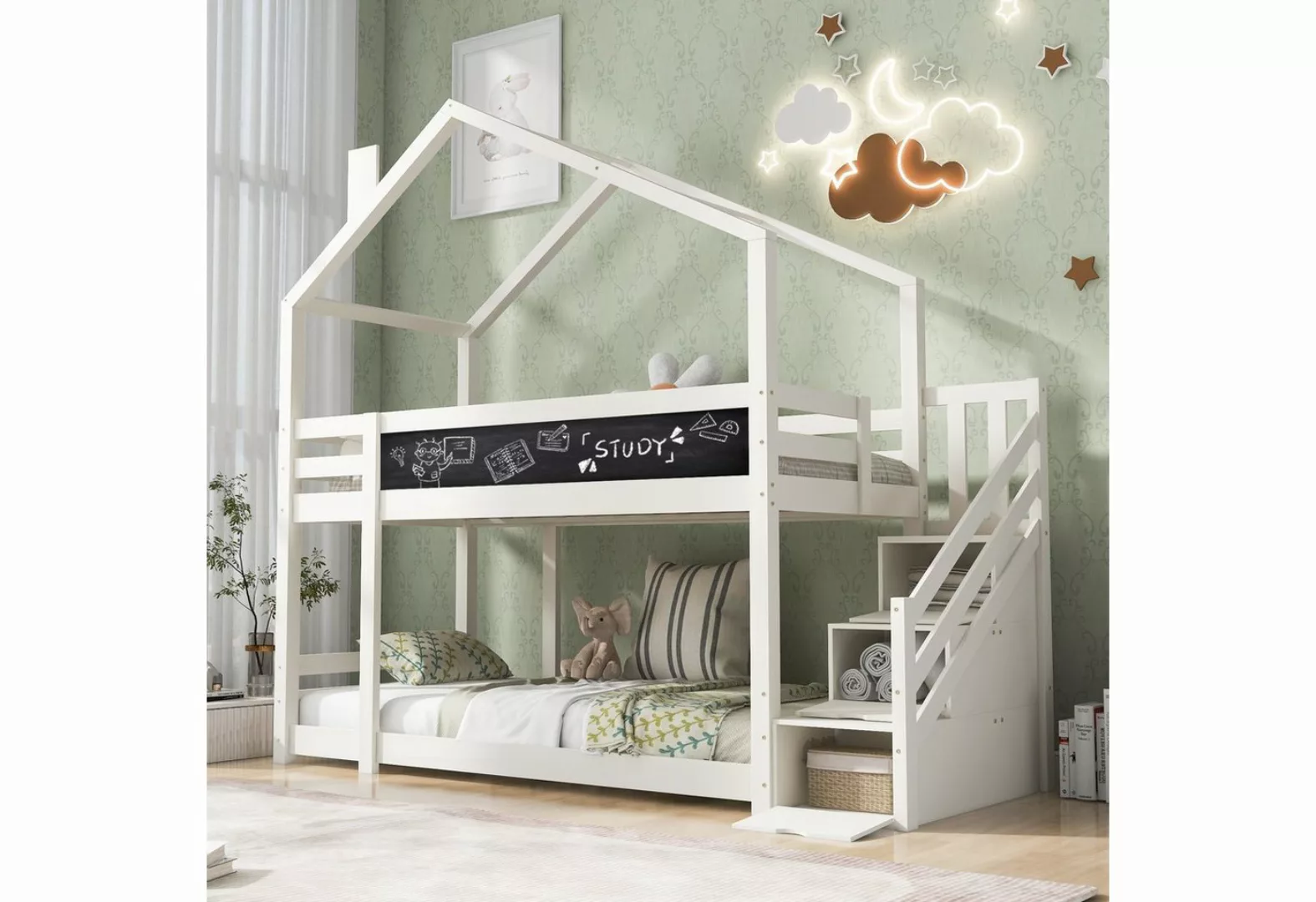 AUFUN Etagenbett Kinderbett Baumhaus Etagenbett 90 x 200 cm,Hochbett für Ki günstig online kaufen