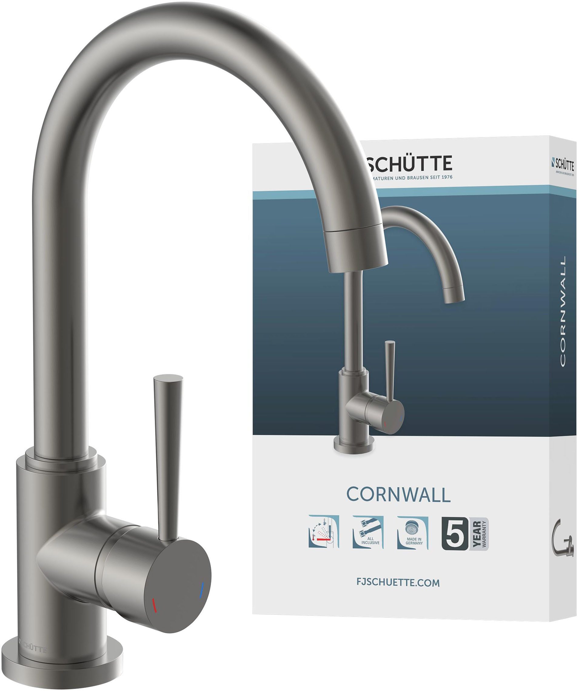 Schütte Spültischarmatur CORNWALL energiesparender Cold-Start, 360° günstig online kaufen