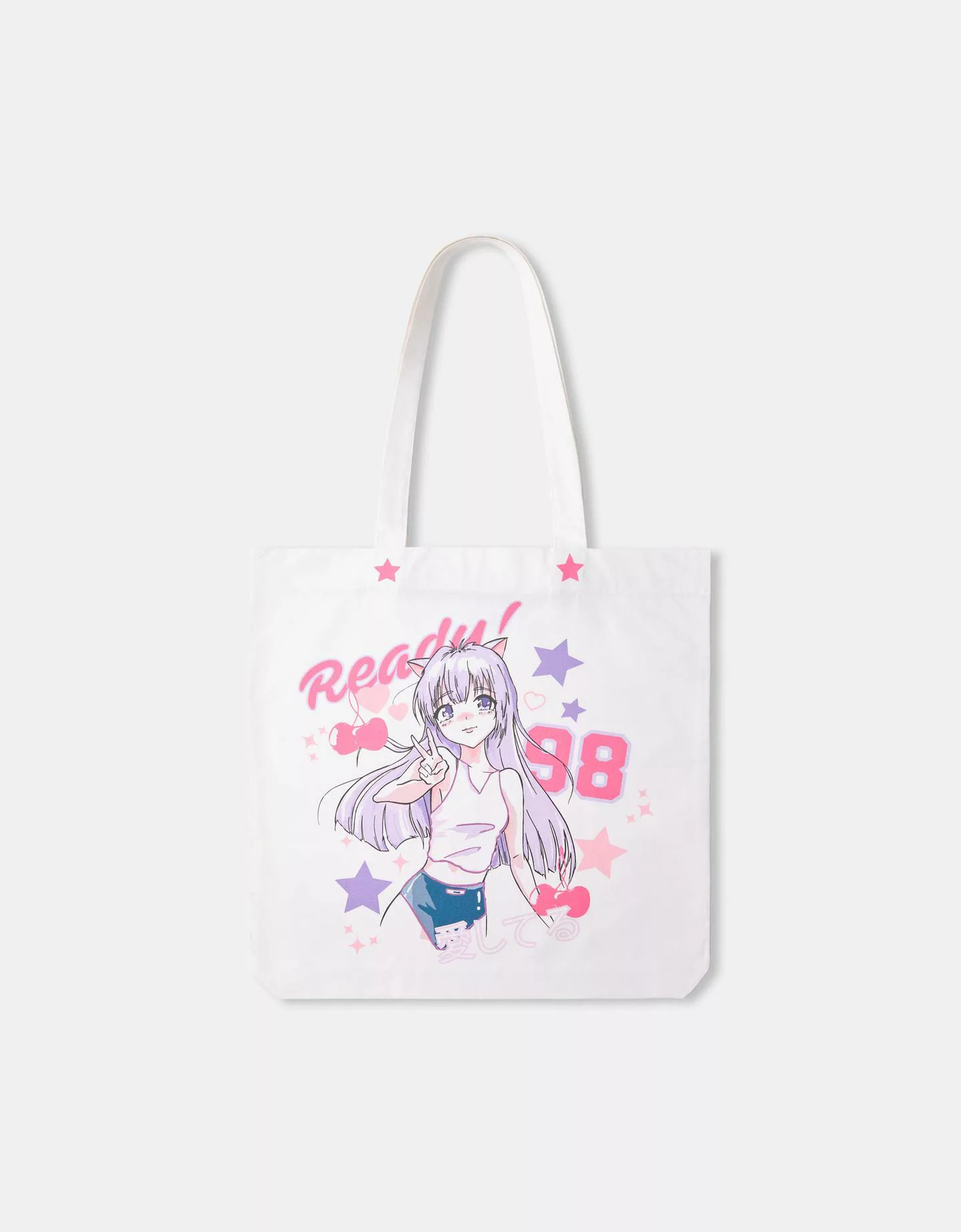 Bershka Shopper-Tasche Mit Anime-Print Damen Weiss günstig online kaufen