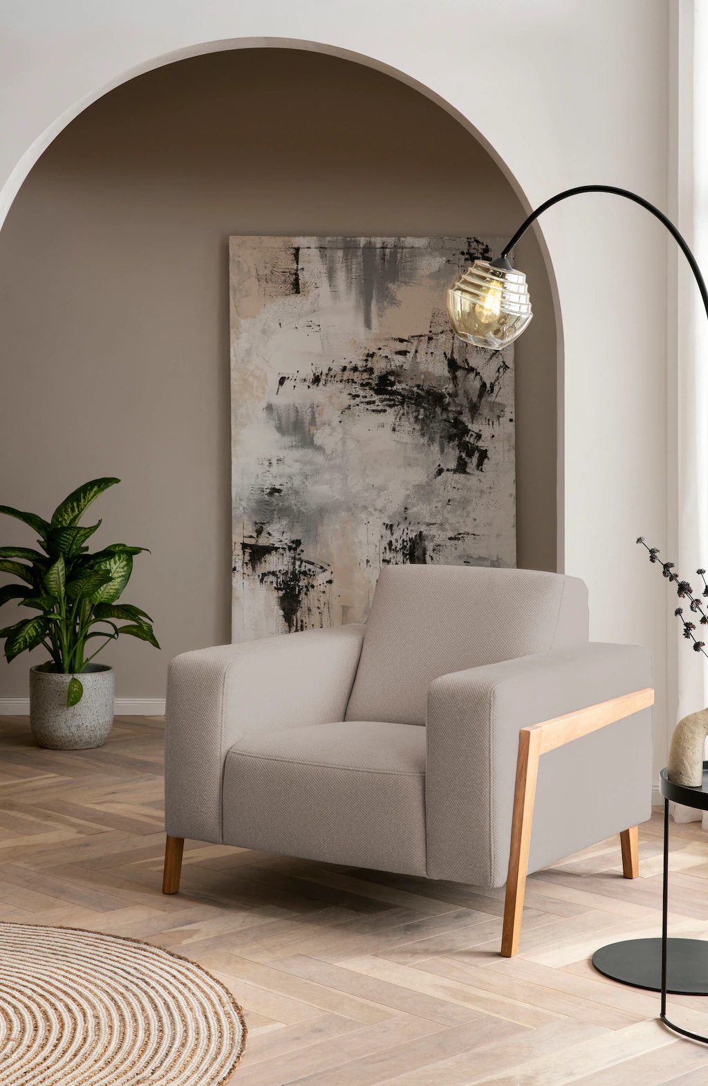 exxpo - sofa fashion Sessel "Starr, Loungesessel, Scandic Design mit Sichth günstig online kaufen