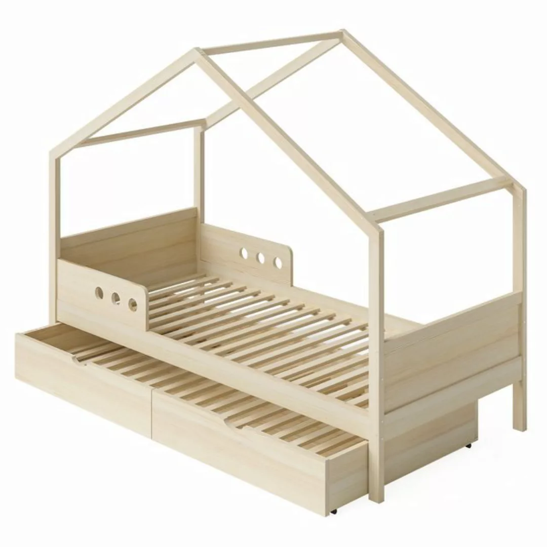 Bellabino Hausbett Bela (Kinderbett 90x200 cm, mit Gästebett 90x190 cm, nat günstig online kaufen