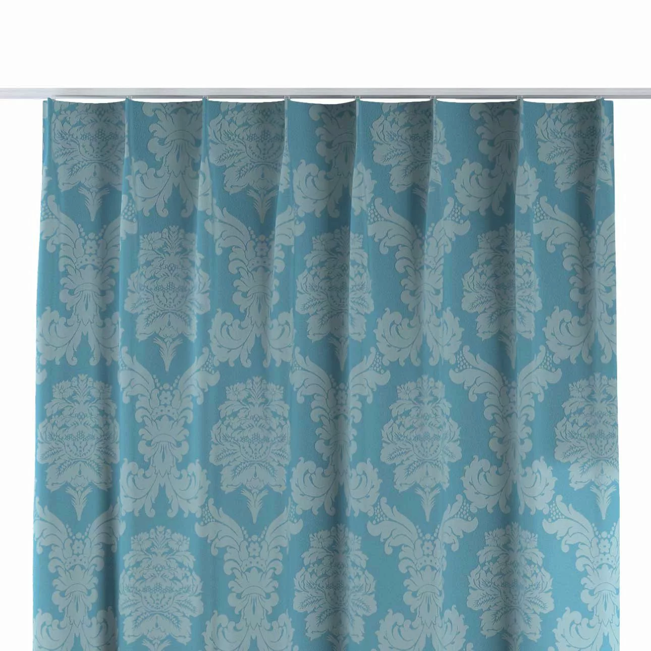 Vorhang mit flämischen 1-er Falten, blau, Damasco (613-67) günstig online kaufen