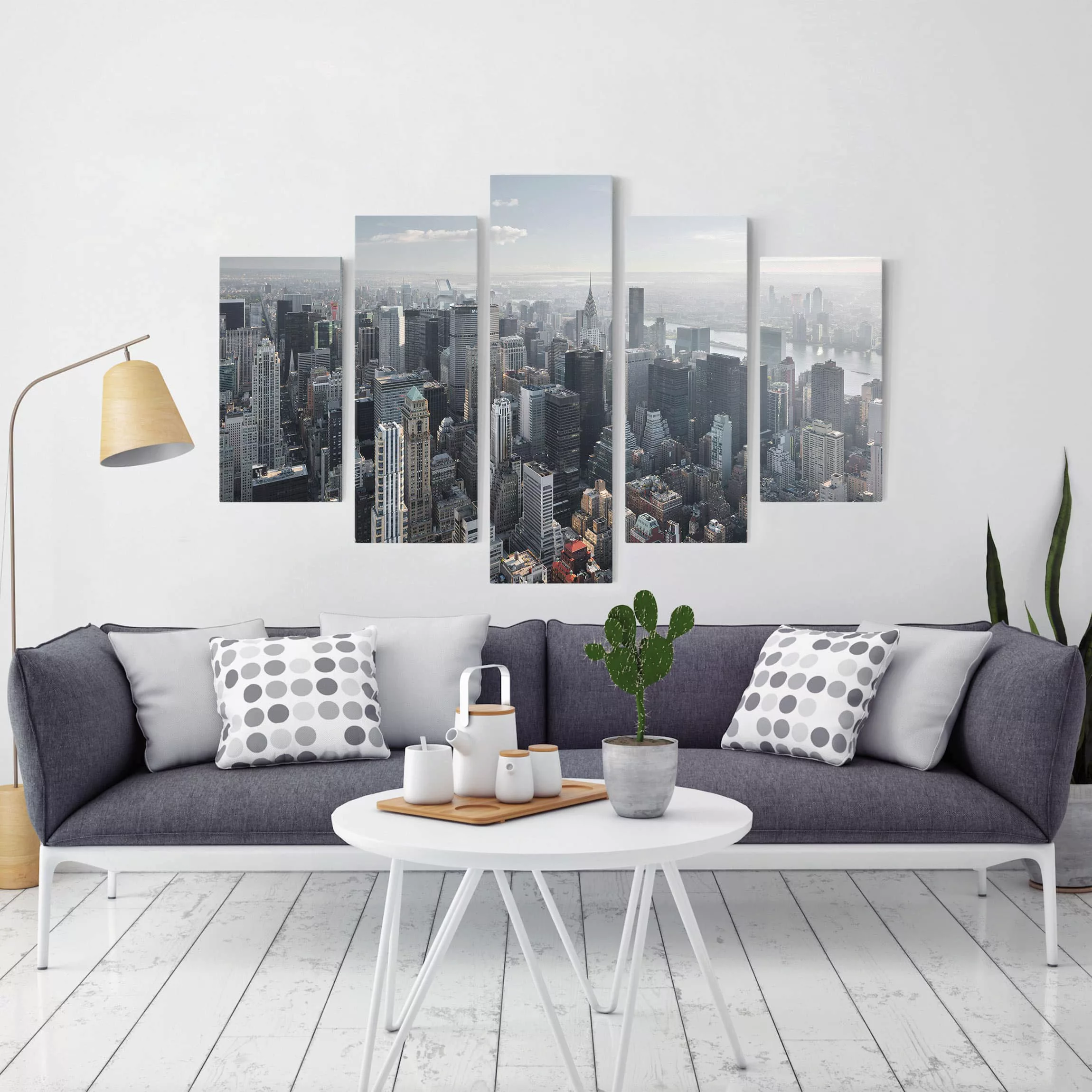 5-teiliges Leinwandbild - Querformat Upper Manhattan New York City günstig online kaufen