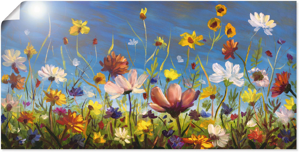 Artland Wandbild "Wildblumenwiese blauer Himmel", Blumenwiese, (1 St.), als günstig online kaufen