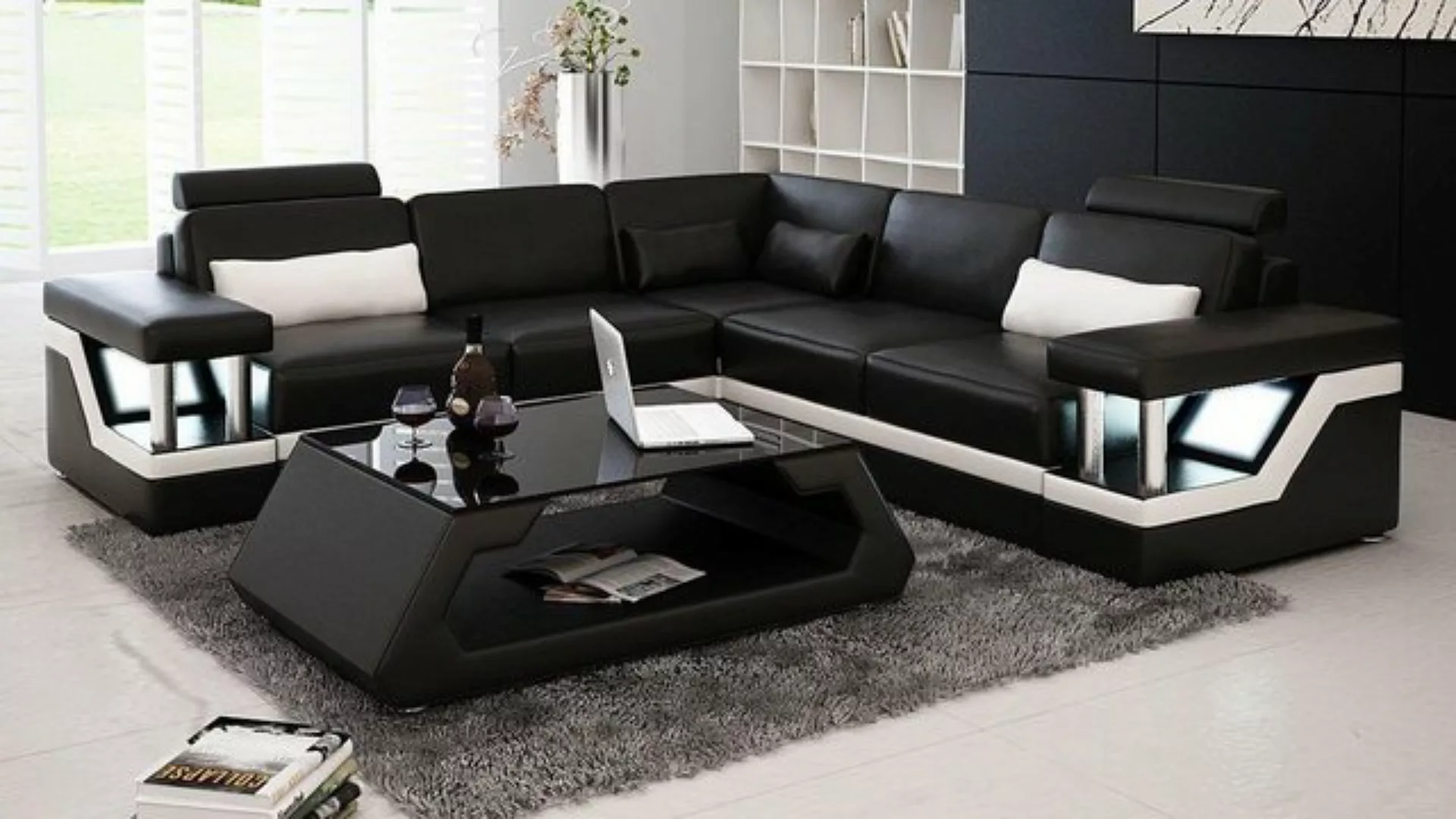 JVmoebel Ecksofa Designer Sofa Couch Ecksofa Leder Textil Polster Garnitur, günstig online kaufen