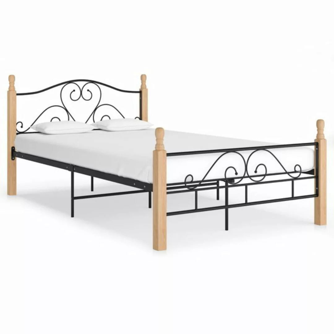 vidaXL Bettgestell Bettgestell Schwarz Metall 120x200 cm Bett Bettrahmen Be günstig online kaufen