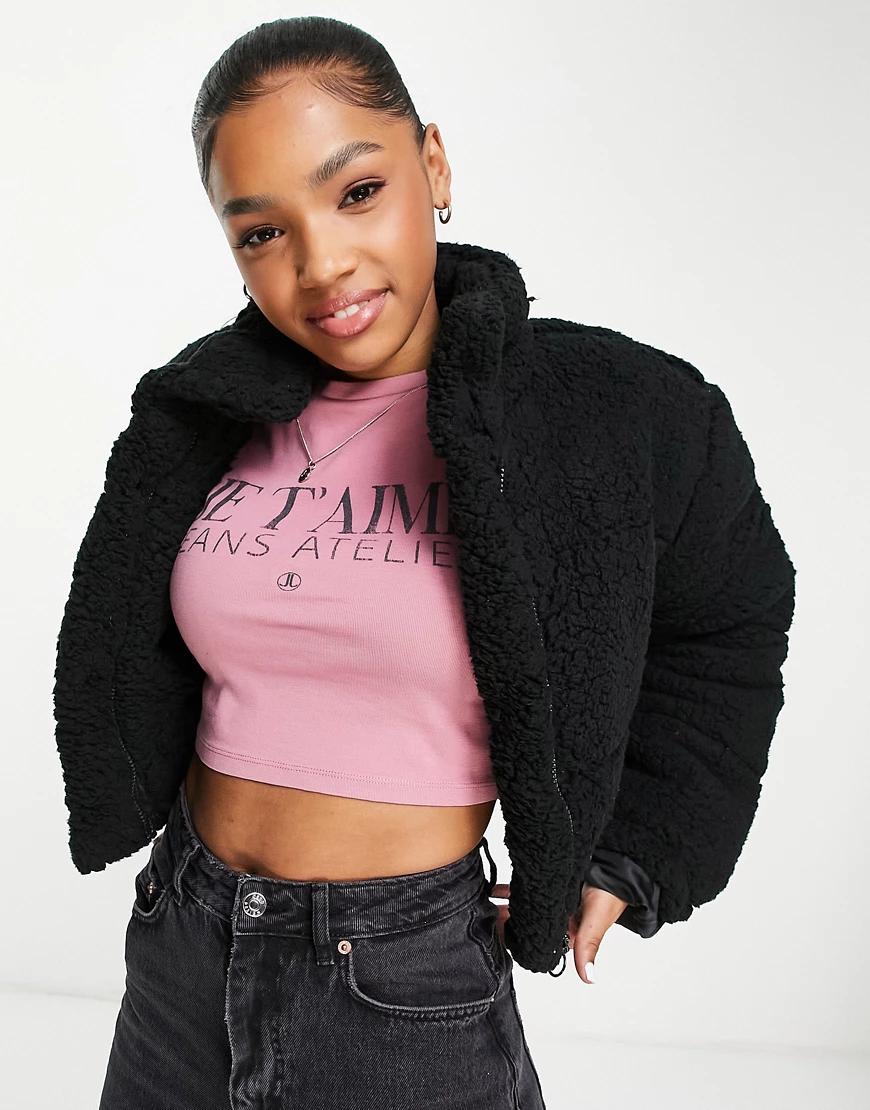 Brave Soul – Shontelle – Teddyfleece-Jacke in Schwarz günstig online kaufen