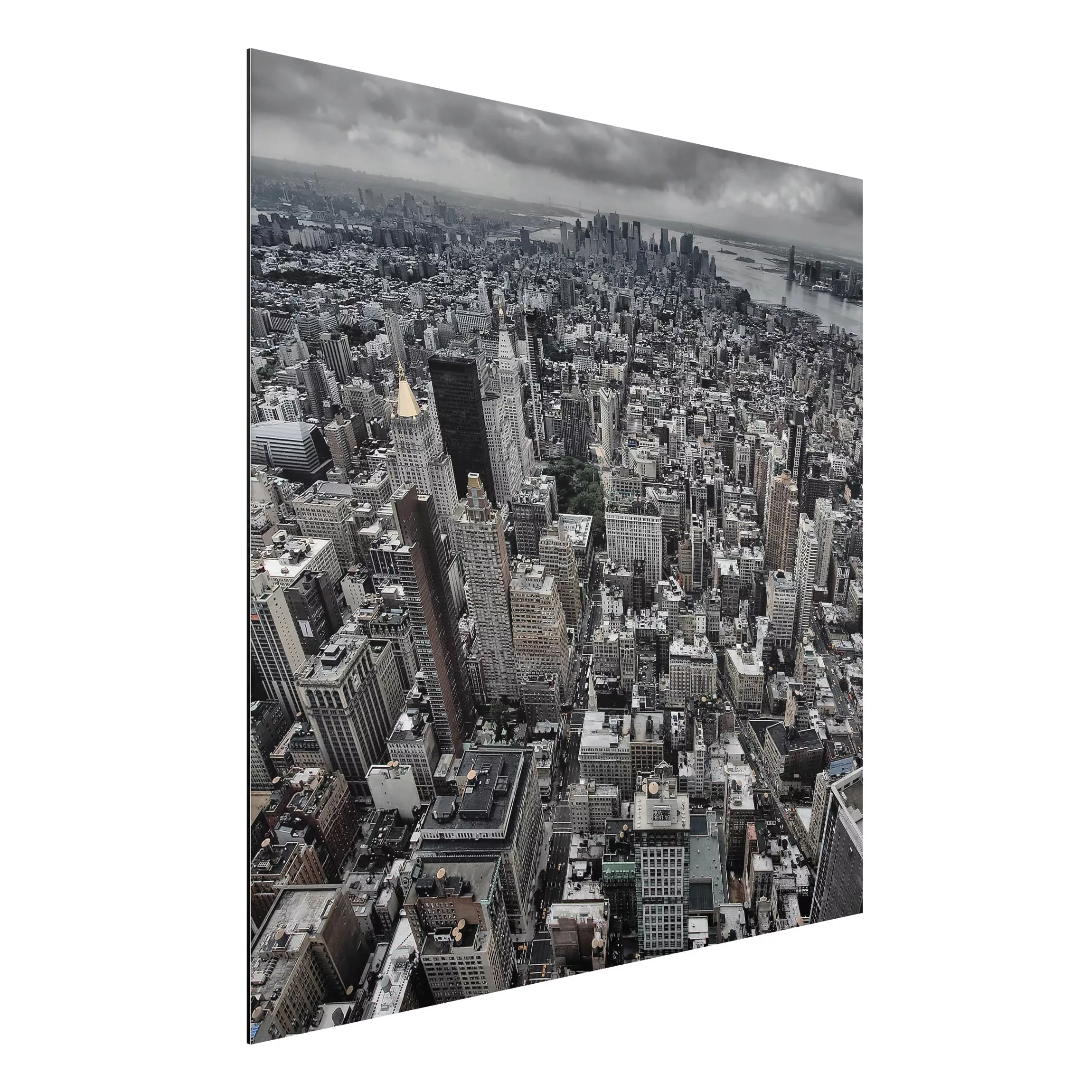 Alu-Dibond Bild Schwarz-Weiß - Quadrat Blick über Manhattan günstig online kaufen