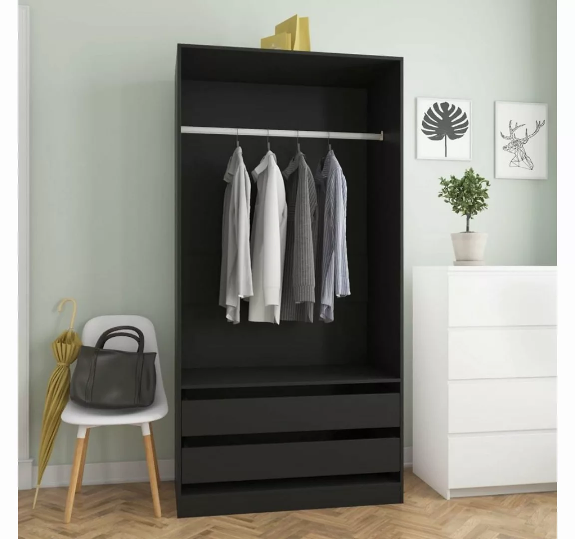 furnicato Kleiderschrank Schwarz 100x50x200 cm Holzwerkstoff günstig online kaufen