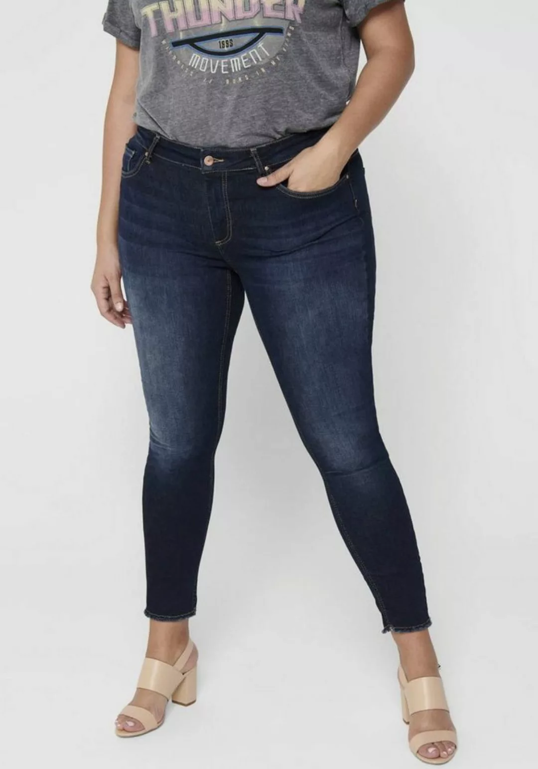 ONLY CARMAKOMA Skinny-fit-Jeans CARWILLY REG SK ANK JNS in washed-out Optik günstig online kaufen