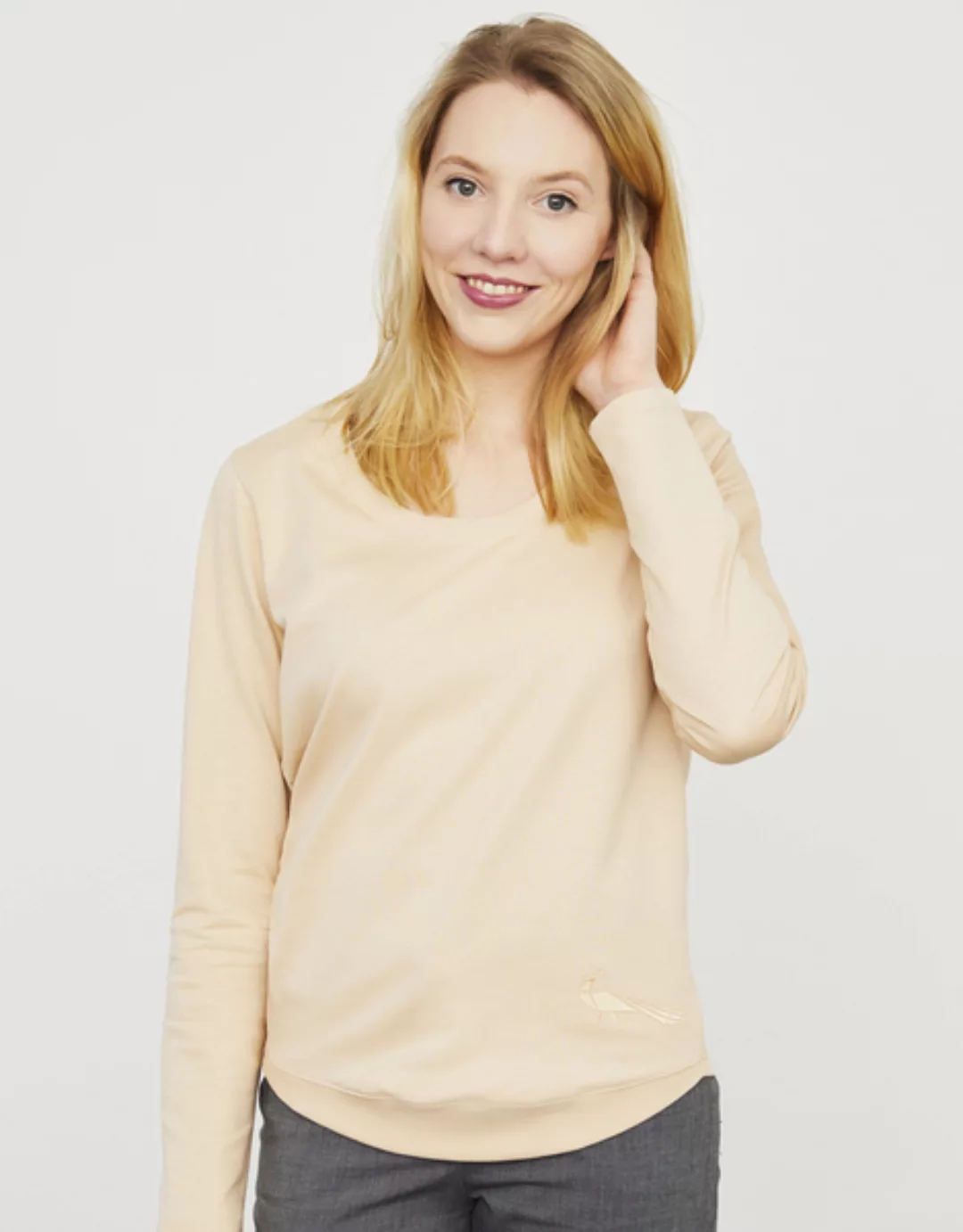 Sweatshirt In Bio Baumwolle Mit Gerundetem Saum günstig online kaufen
