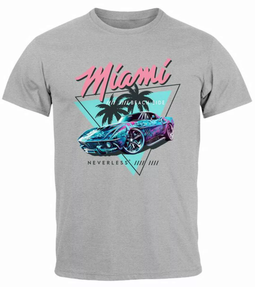 Neverless Print-Shirt Herren T-Shirt Bedruckt Miami Beach Surfing Motiv USA günstig online kaufen