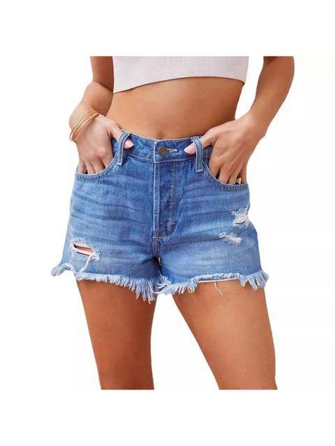 KIKI Jeansshorts Jeans Damen mit Fransen Klassische, Modische Shorts mit Ri günstig online kaufen