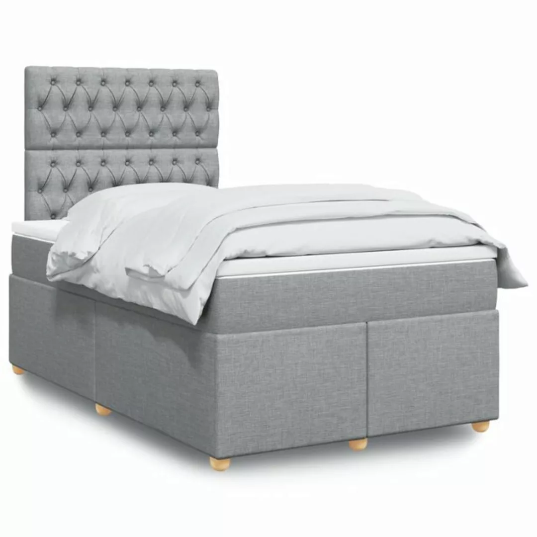 vidaXL Boxspringbett, Boxspringbett mit Matratze Hellgrau 120x190 cm Stoff günstig online kaufen