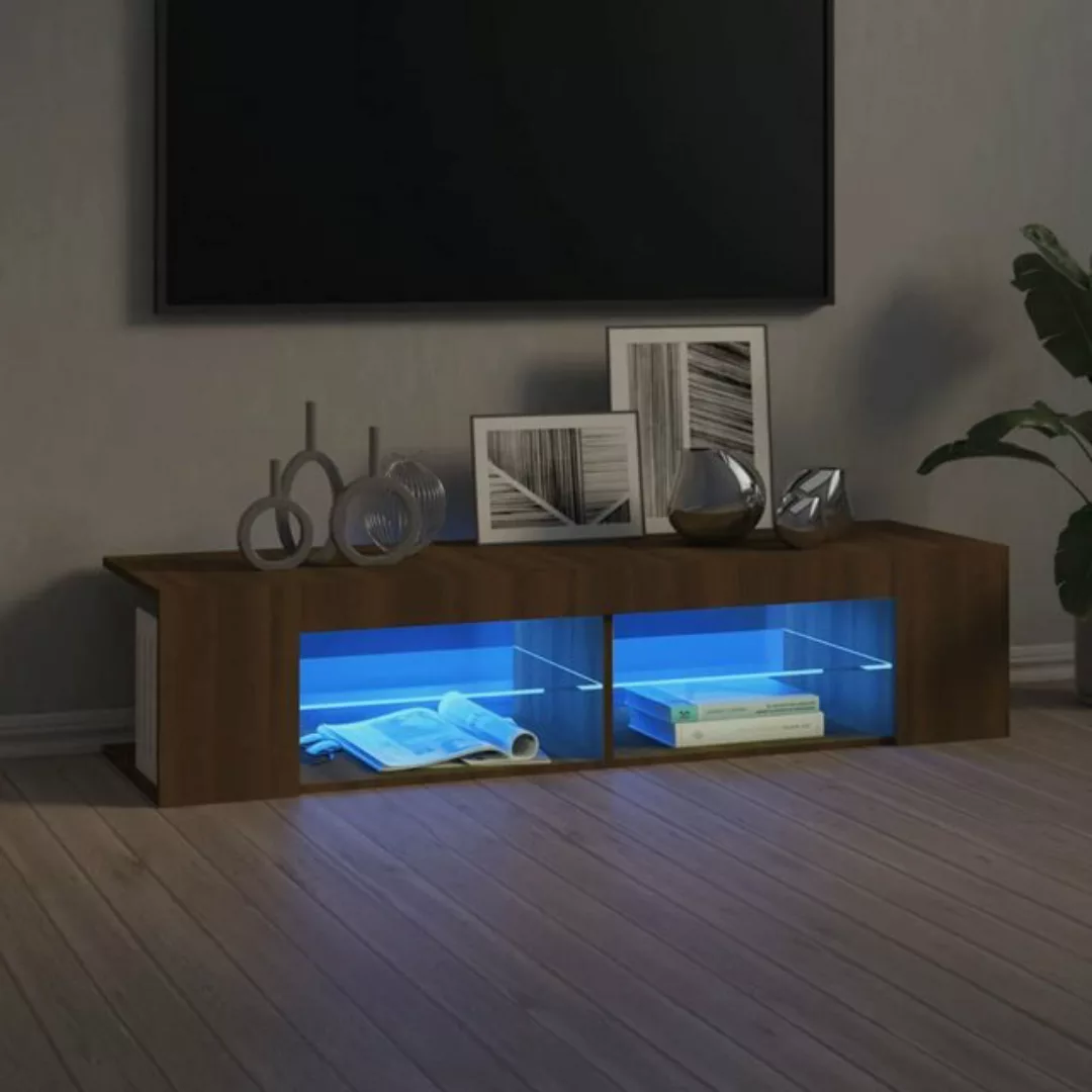 vidaXL TV-Schrank TV-Schrank mit LED-Leuchten Braun Eiche 135x39x30 cm günstig online kaufen