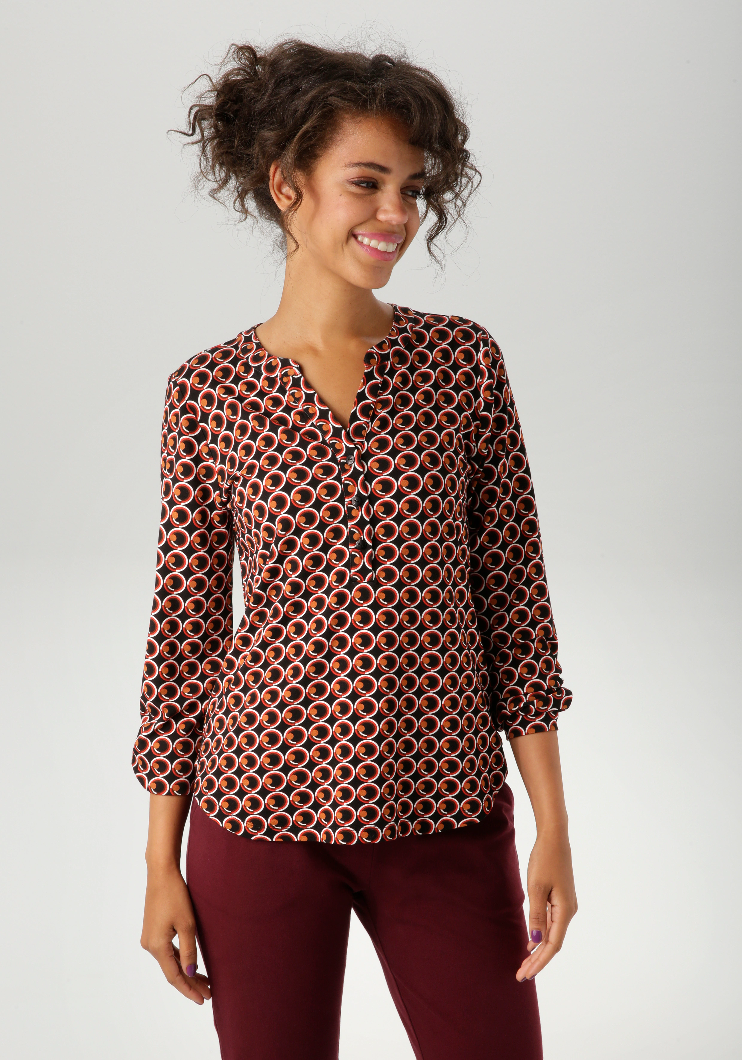 Aniston CASUAL Schlupfbluse, mit ausdrucksvollem Retro-Druck - NEUE KOLLEKT günstig online kaufen