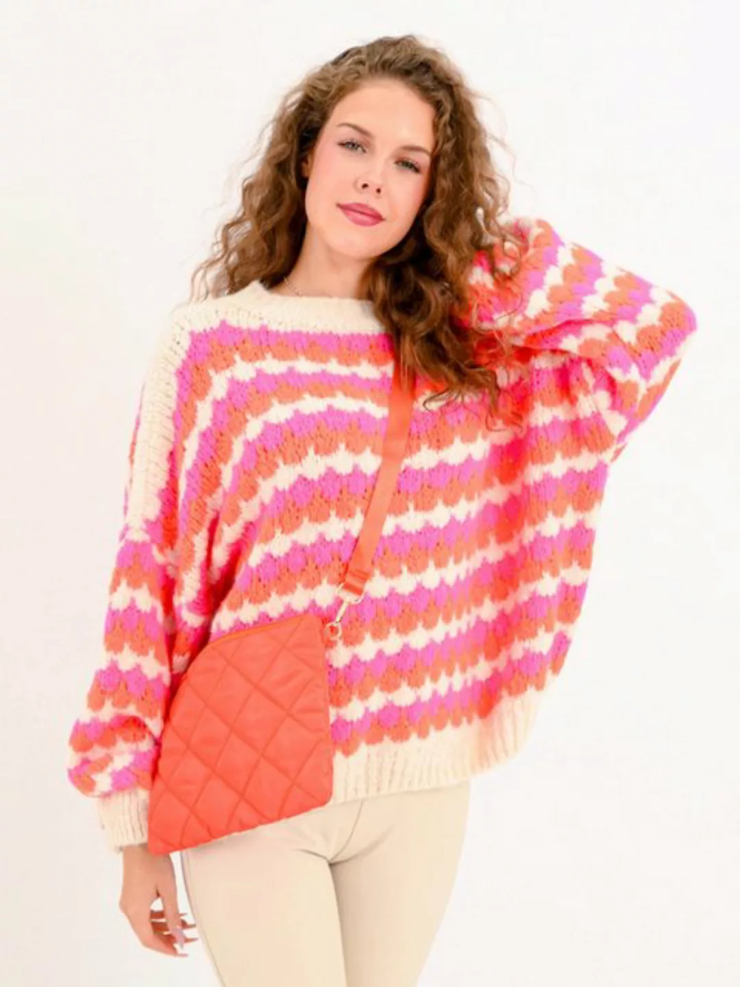 MODAFEIN Strickpullover Zick Zack Pink günstig online kaufen