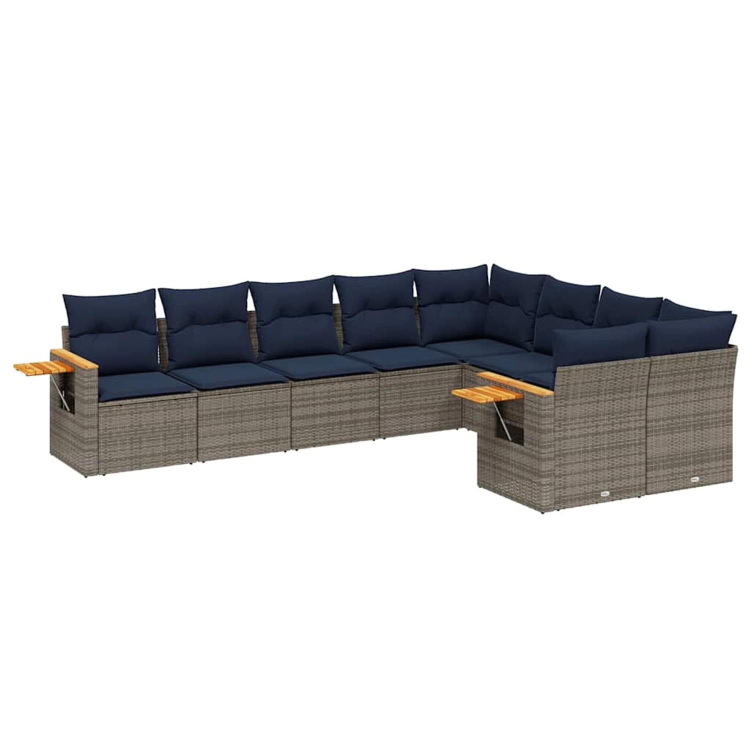 vidaXL 9-Tlg Garten-Sofagarnitur mit Kissen Grau Poly Rattan 3227146 günstig online kaufen