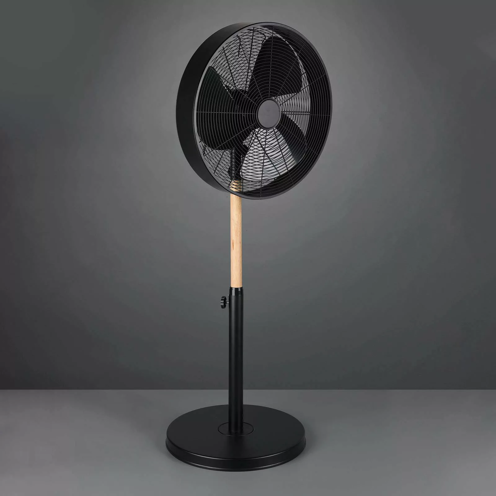 Standventilator Viking, schwarz mit Holzelement günstig online kaufen