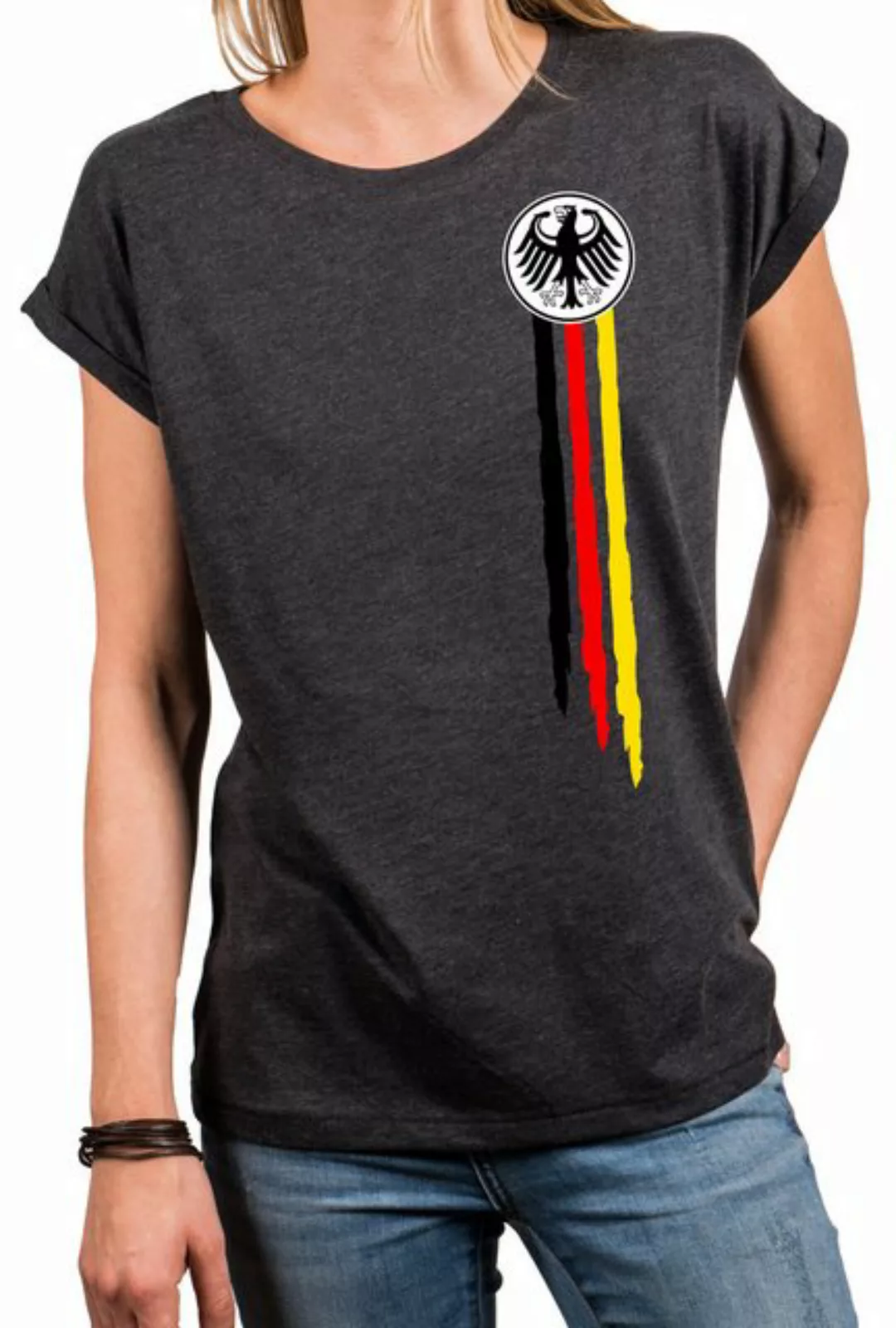 MAKAYA Print-Shirt Deutschland EM Trikot Damen Adler Flagge Fahne Fußball W günstig online kaufen