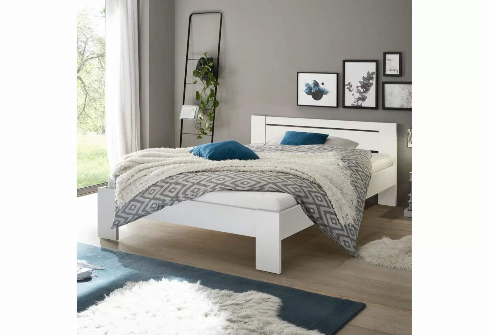 möbelando Bett Cannes, in Weiß. Abmessungen (BxHxT) 145x71x204 cm günstig online kaufen