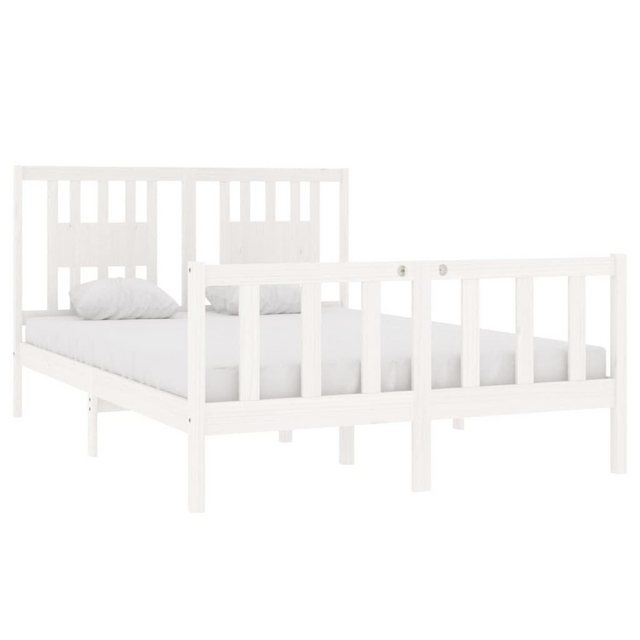 vidaXL Bettgestell Massivholzbett Weiß 140x190 cm Bett Bettrahmen Bettgeste günstig online kaufen