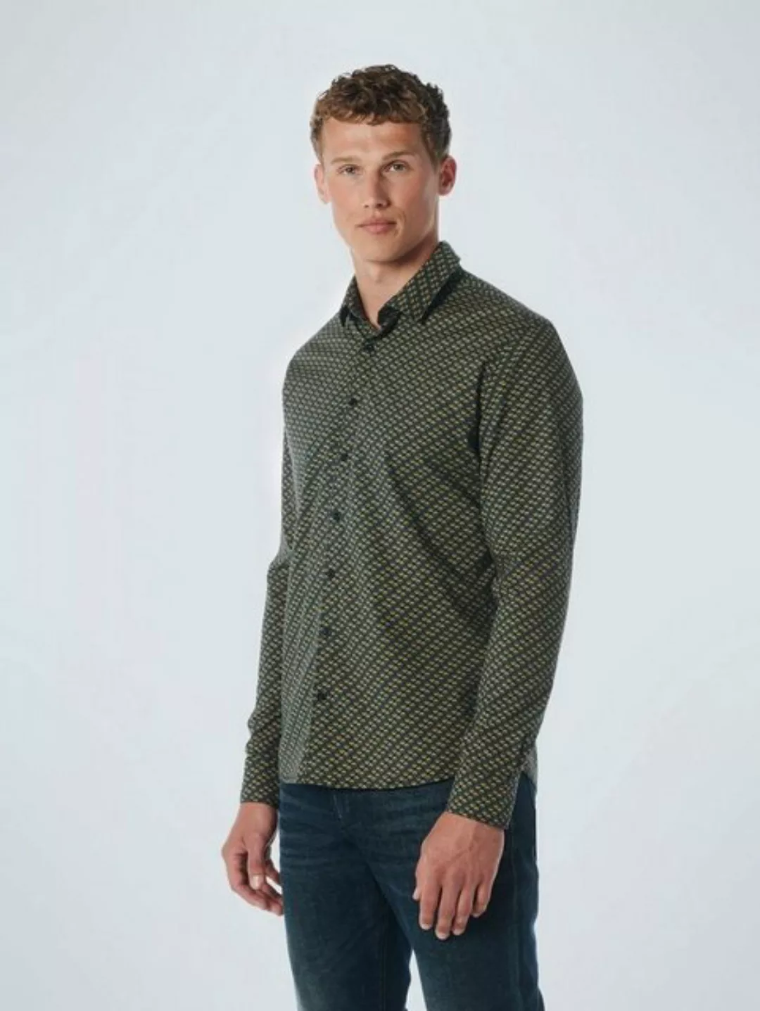 NO EXCESS Langarmhemd Shirt Stretch Allover Printed günstig online kaufen