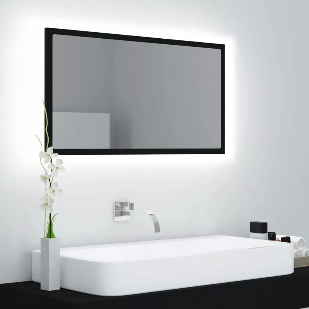 Led-badspiegel Schwarz 80x8,5x37 Cm Spanplatte günstig online kaufen