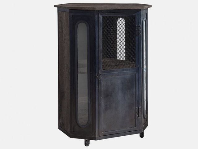 Massivmoebel24 Standvitrine (Vitrine Mango 76x60x120 grau lackiert RAILWAY günstig online kaufen