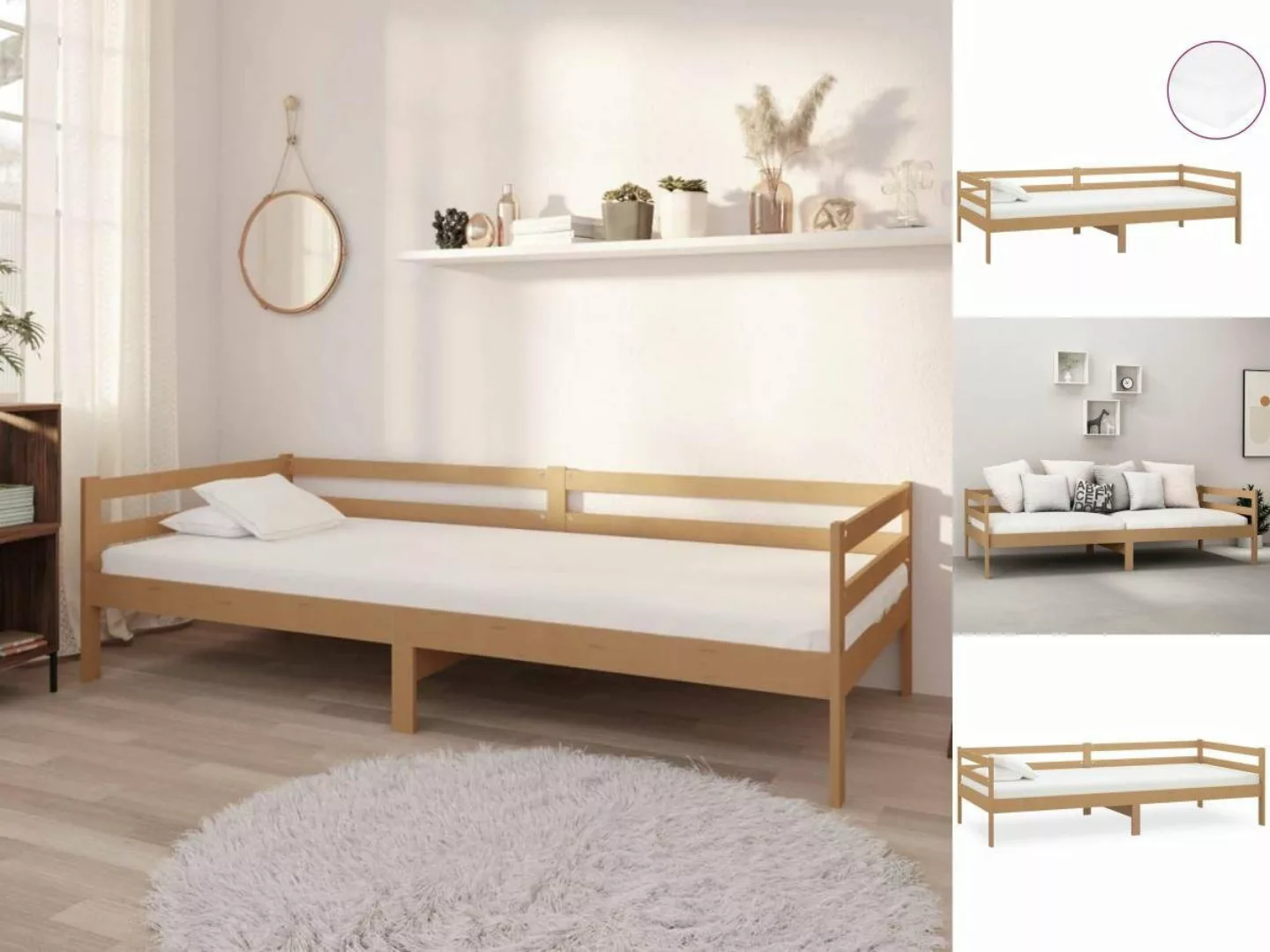 vidaXL Bettgestell Tagesbett Gästebett mit Matratze 90x200 cm Honigbraun Ma günstig online kaufen