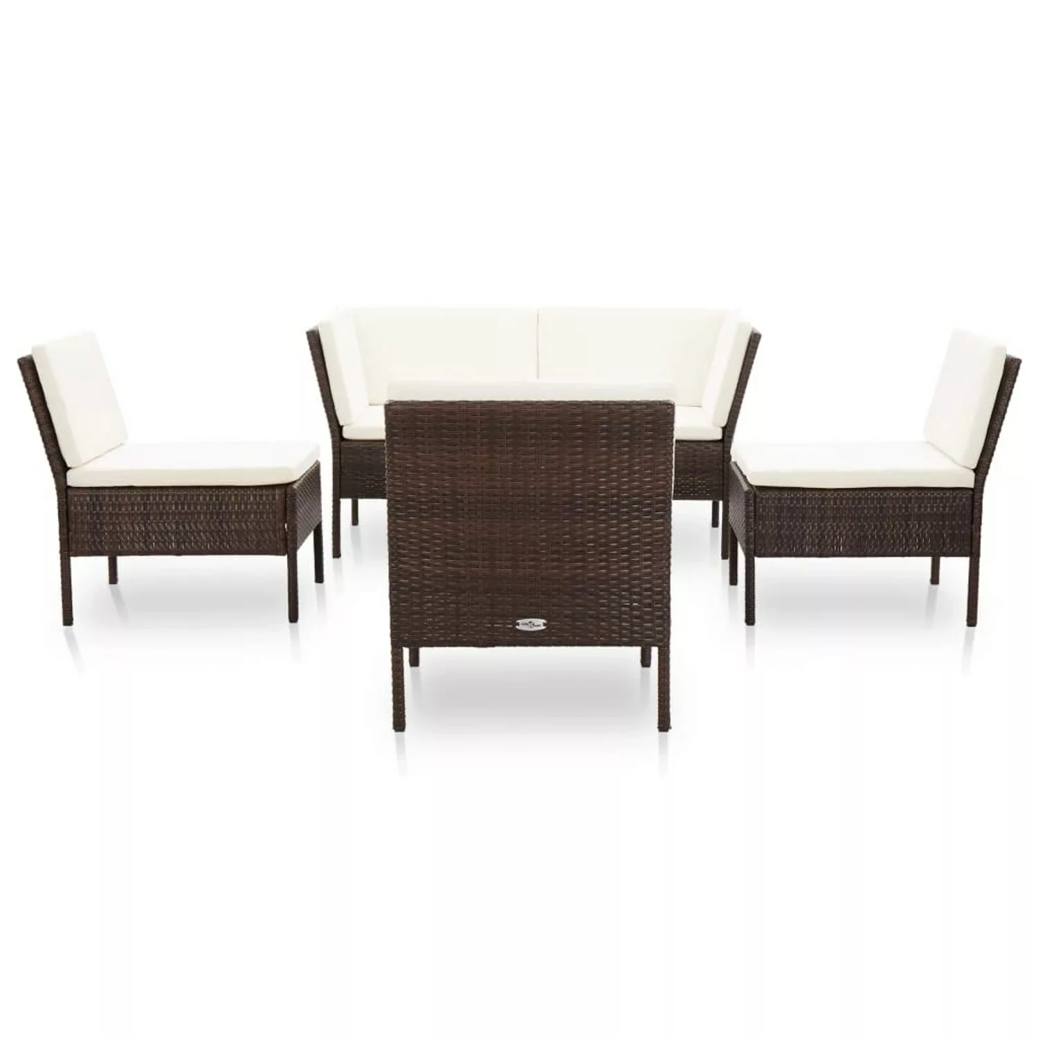 6-tlg. Garten-lounge-set Mit Auflagen Poly Rattan Braun günstig online kaufen