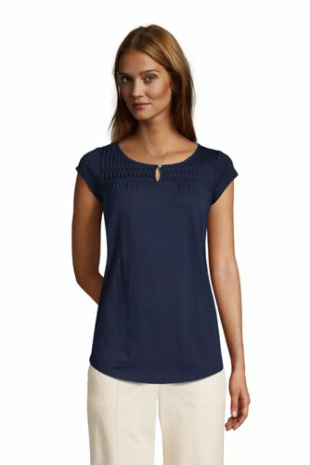 Shirt mit Biesen, Damen, Größe: 48-50 Normal, Blau, Baumwolle Modal, by Lan günstig online kaufen