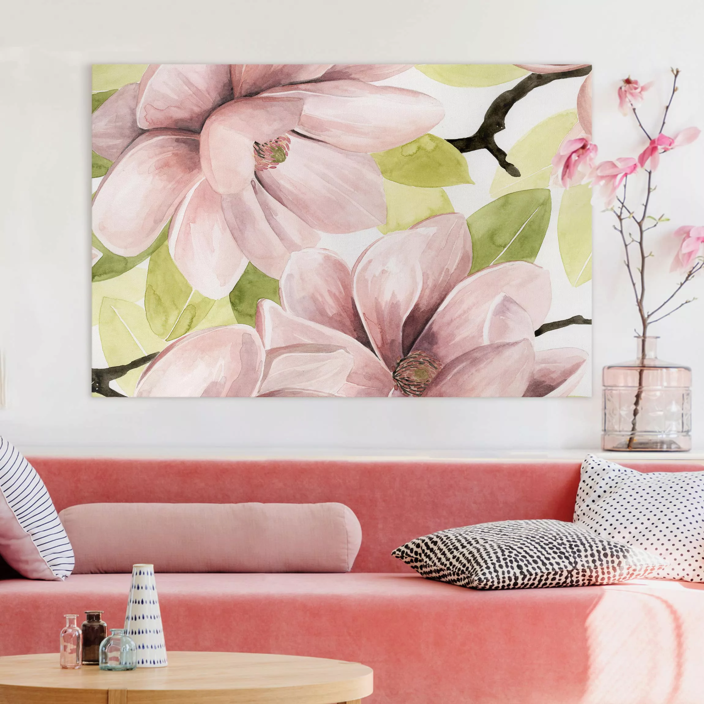 Leinwandbild Blumen - Querformat Magnolie errötet II günstig online kaufen