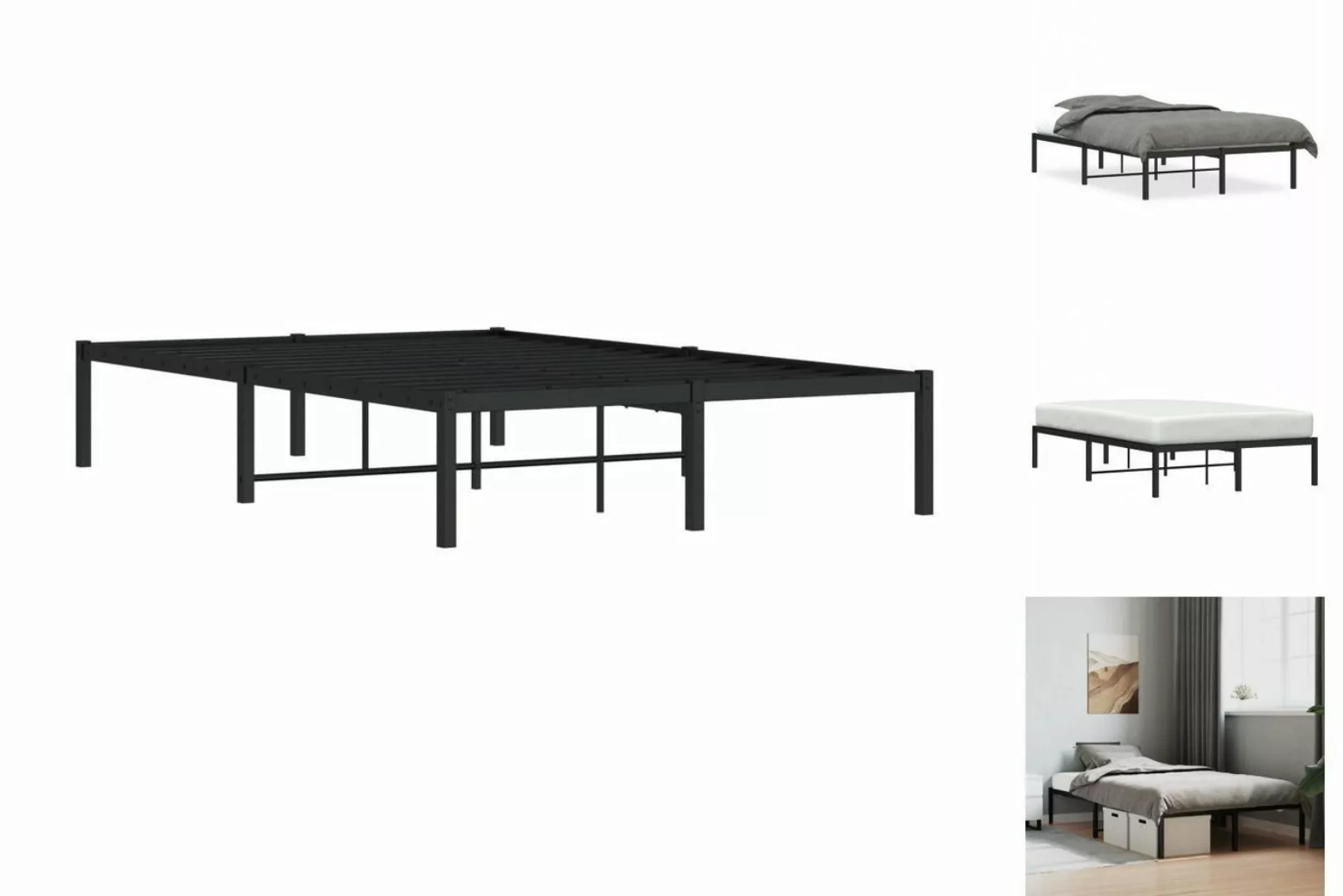 vidaXL Bettgestell Bettgestell Metall Schwarz 120x200 cm Bett Bettgestell günstig online kaufen