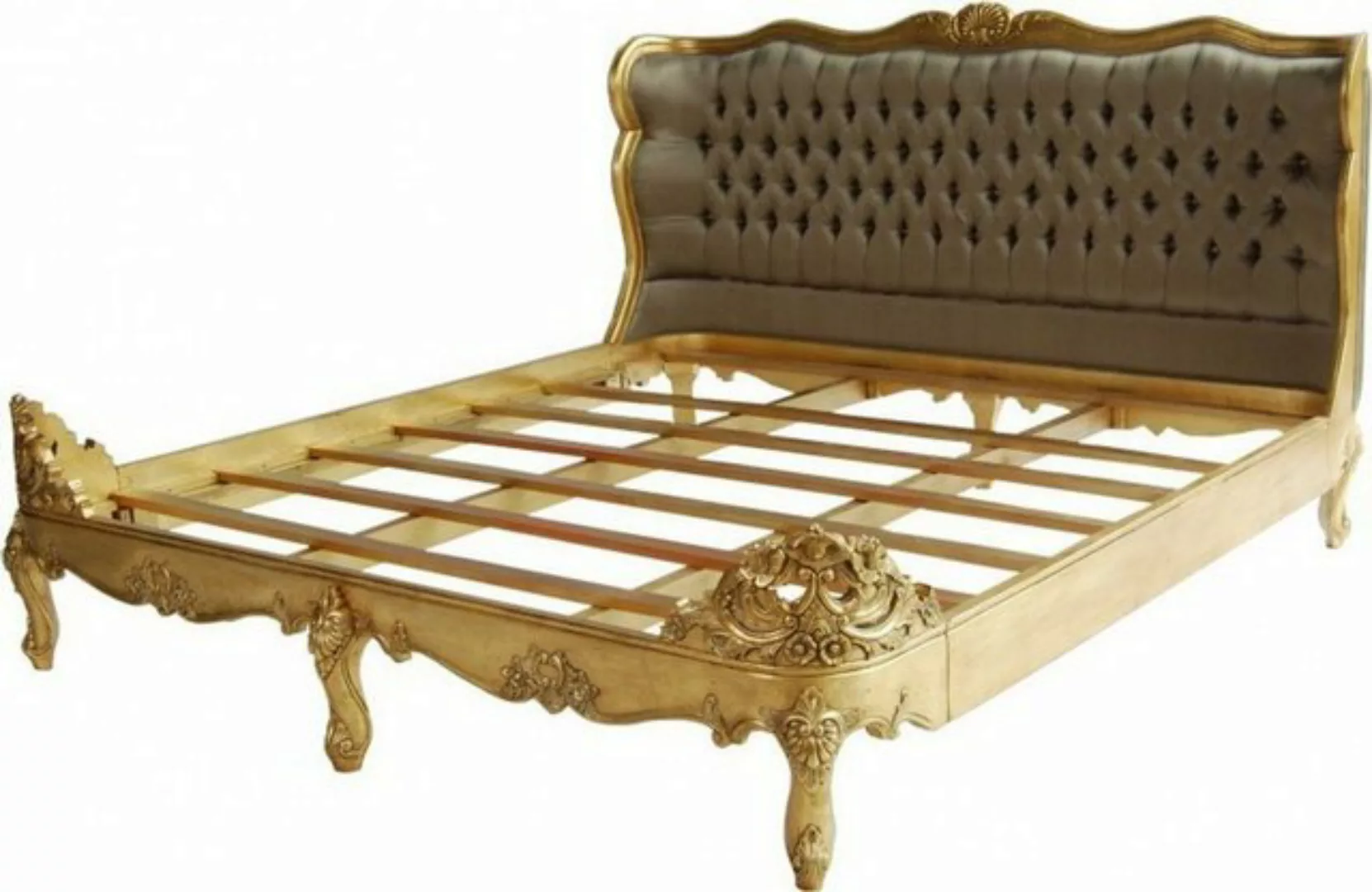 Casa Padrino Bett Bett Barocco Gold / Khaki Satinstoff 180 x 200 cm aus der günstig online kaufen