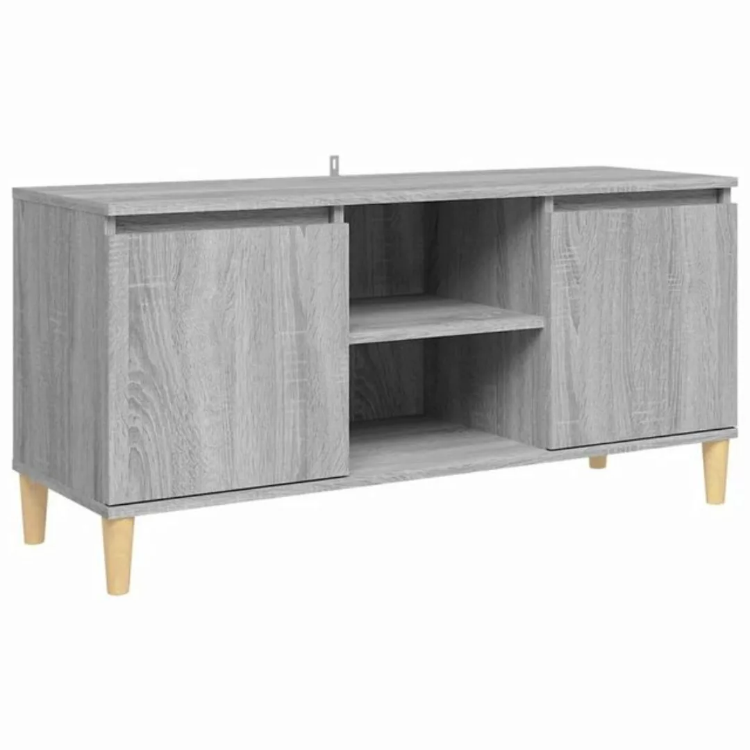 furnicato TV-Schrank mit Massivholz-Beinen Grau Sonoma 103,5x35x50 cm (1-St günstig online kaufen