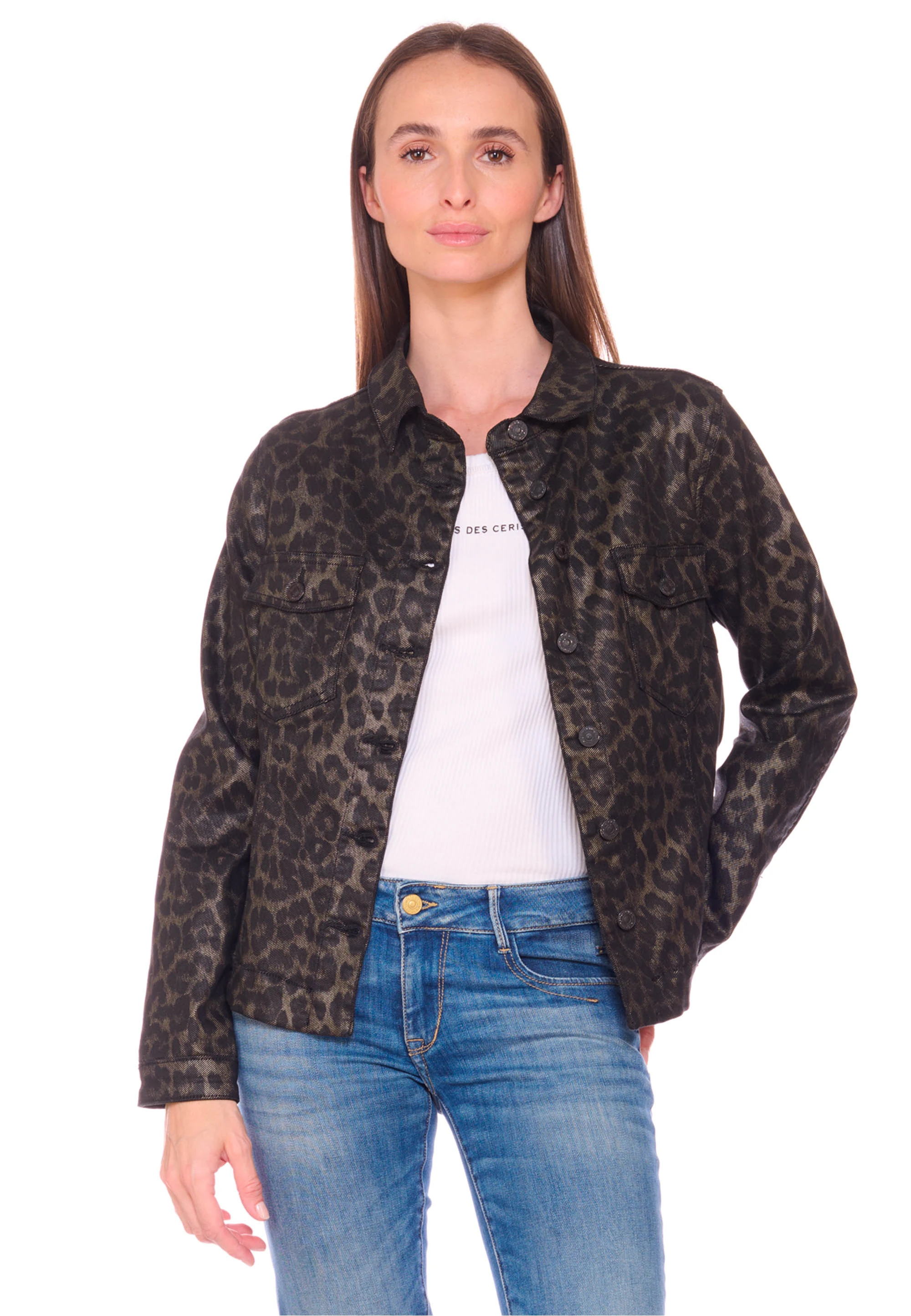 Le Temps Des Cerises Jeansjacke "Jeansjacke", mit angesagter Leo-Optik günstig online kaufen