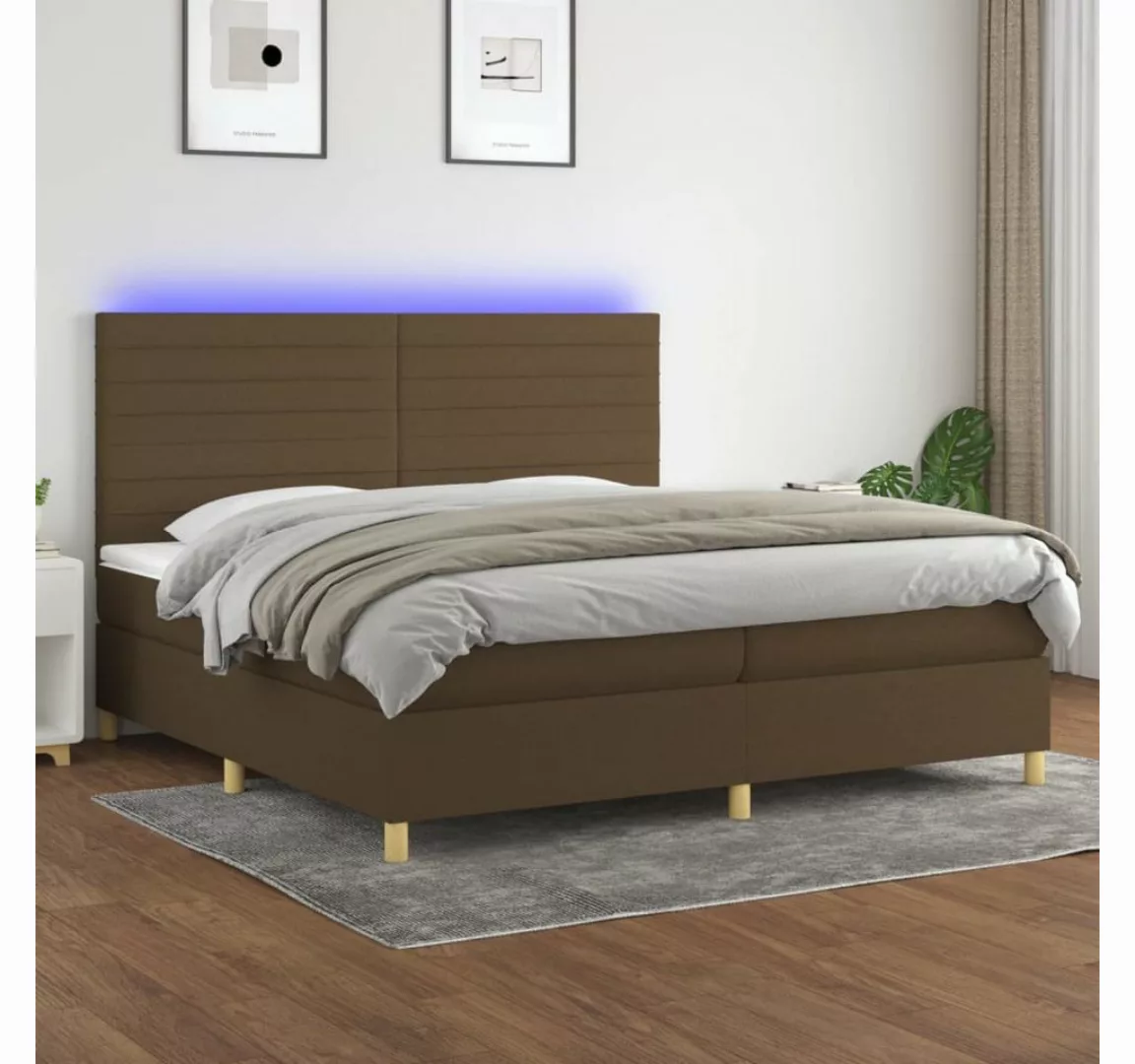 vidaXL Boxspringbett (200 x 200 cm, Streifen Horizontal, Braun), mit LED günstig online kaufen