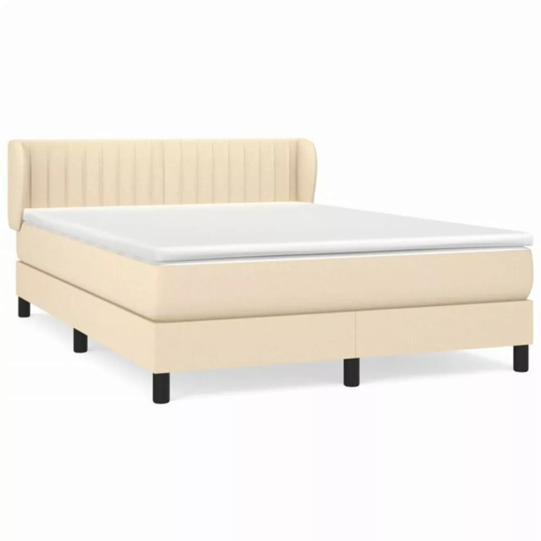 vidaXL Boxspringbett Boxspringbett mit Matratze Creme 140x200 cm Stoff Bett günstig online kaufen