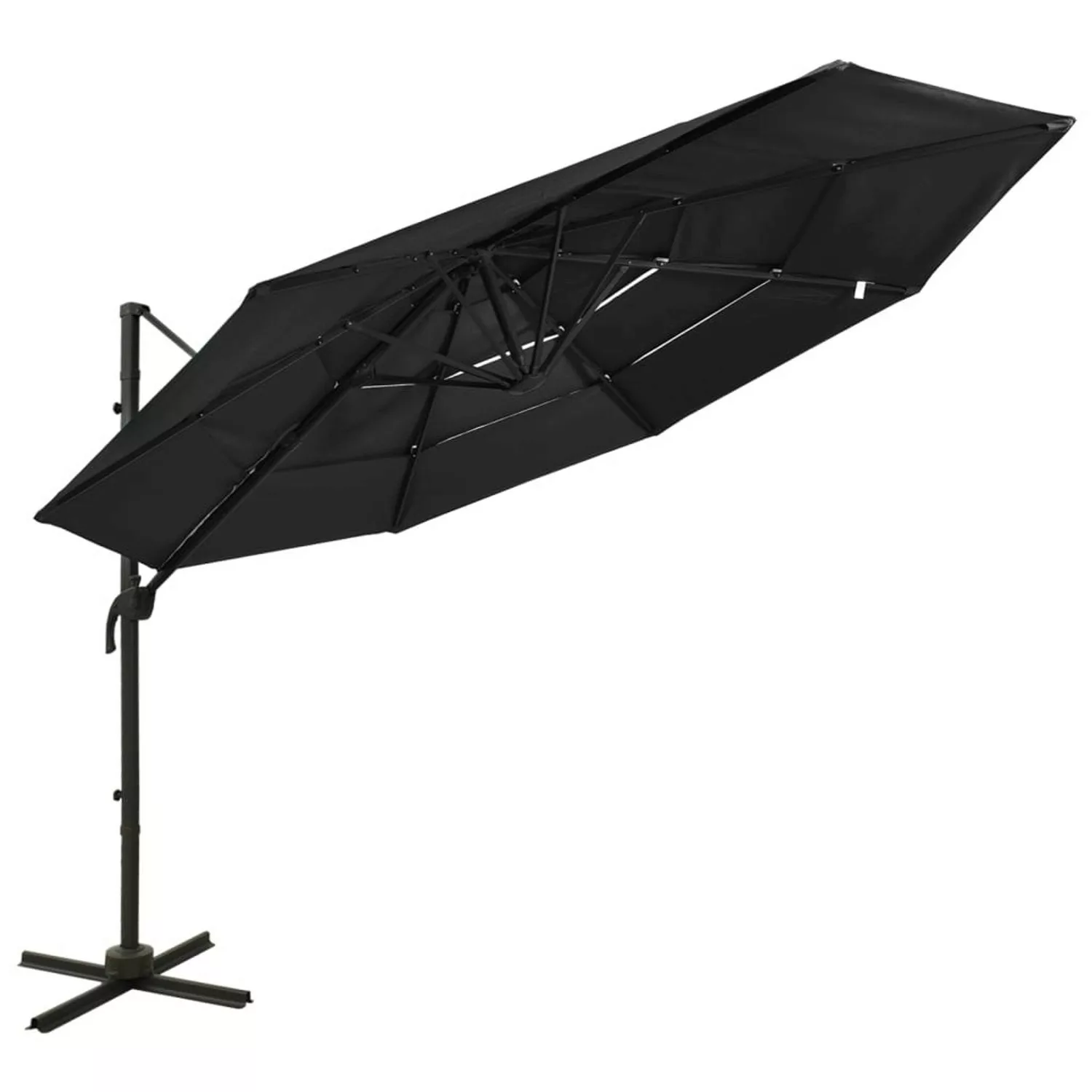 furnicato Sonnenschirm mit Aluminium-Mast 4-lagig Schwarz 3x3 m günstig online kaufen