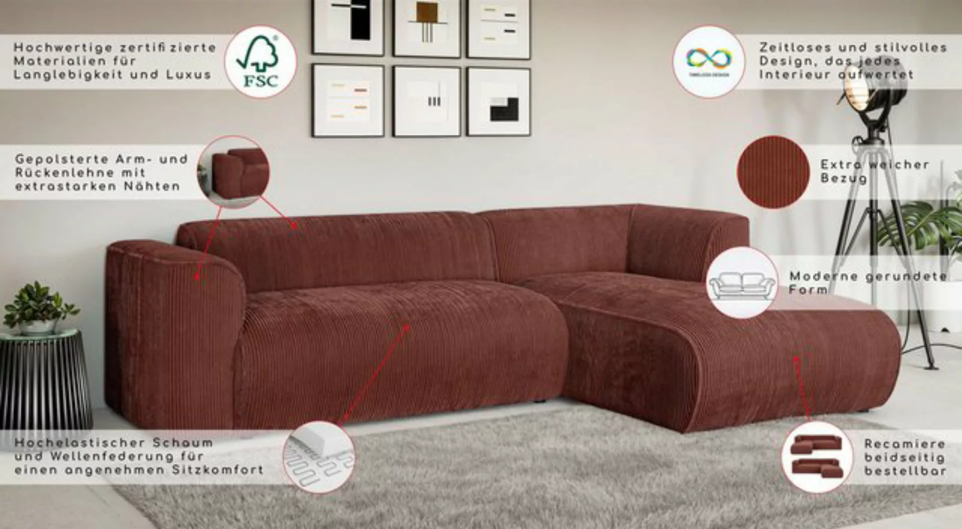 INOSIGN Ecksofa Genton mit Ottomane rechts oder links bestellbar, B/T/H 257 günstig online kaufen