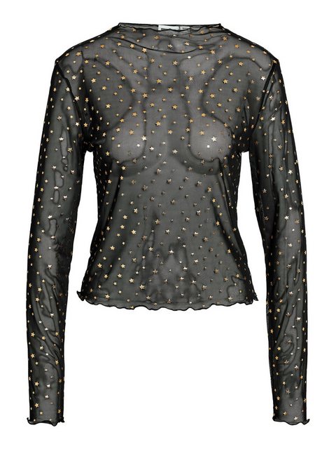 Noisy may Shirttop Top Glitzer-Effekt Langarm Regular Fit 7955 in Schwarz-2 günstig online kaufen