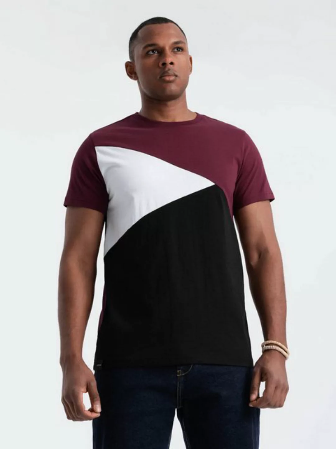 OMBRE T-Shirt Dreifarbiges Baumwoll-T-Shirt für Männer günstig online kaufen