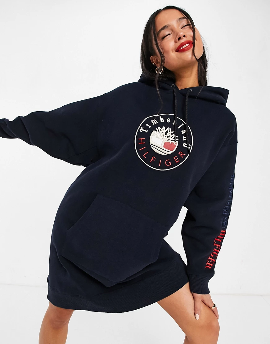 Tommy Hilfiger x Timberland – Kapuzenkleid in Navy mit Logo-Marineblau günstig online kaufen