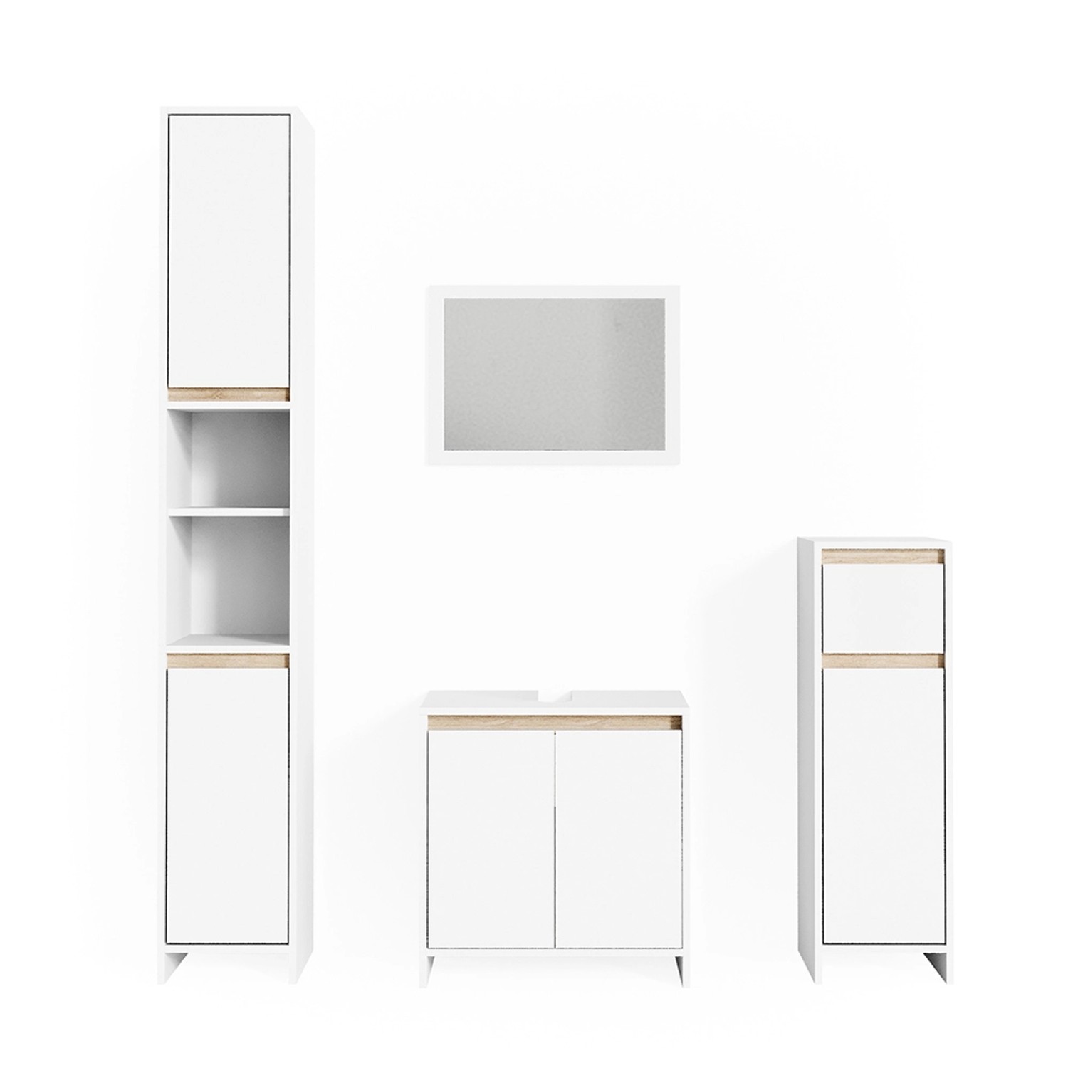 Vicco Badmöbel-Set Emma Weiß/Sonoma 4 Teile günstig online kaufen