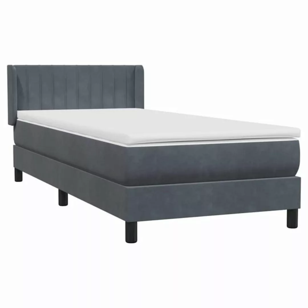 vidaXL Bett Boxspringbett mit Matratze Dunkelgrau 90x220 cm Samt günstig online kaufen